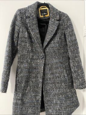Sam Edelman Women's Gray and Blue Tweed Single-Button Coat
